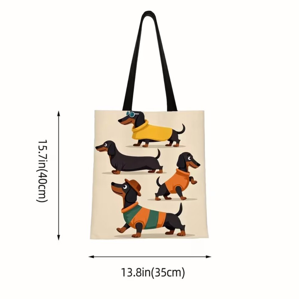 “Dachshunds in Sweaters” Polyester Tote Shopping Bag (BRAND-NEW & SO CUTE!) - Picture 6 of 7